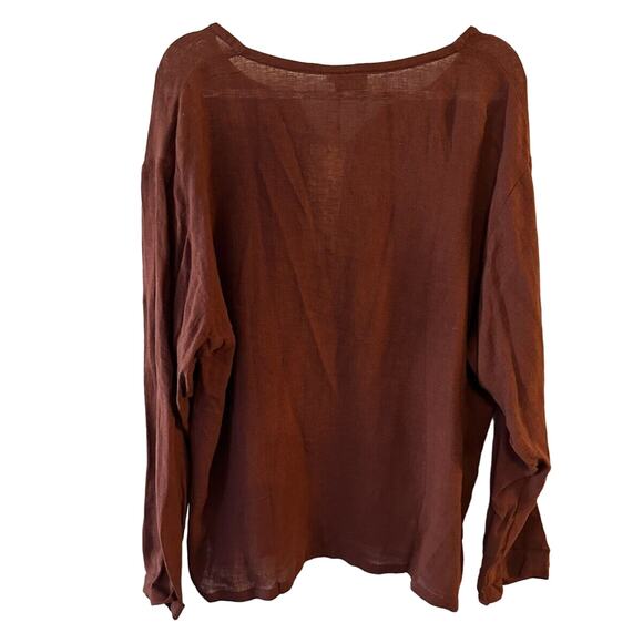 Island Importer Vino Linen Blend Lanai Shirt Boho Beachy Lagenlook Tunic Large - Picture 2 of 7